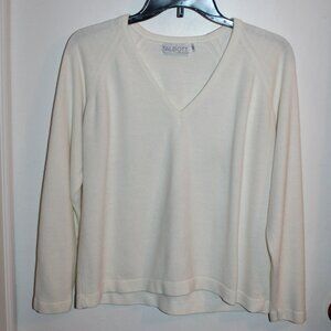 Talbott Winter White V-Neck Sweater Size 40